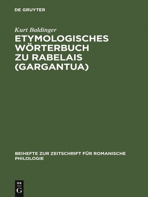 cover image of Etymologisches Wörterbuch zu Rabelais (Gargantua)